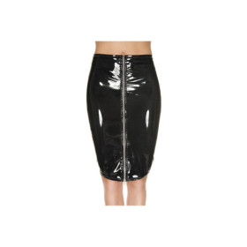 Jupe en vinyl noir avec zip 